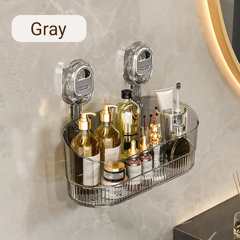 Multifunctional Suction Cup Wall-mounted Storage Rack with Drainage Hole