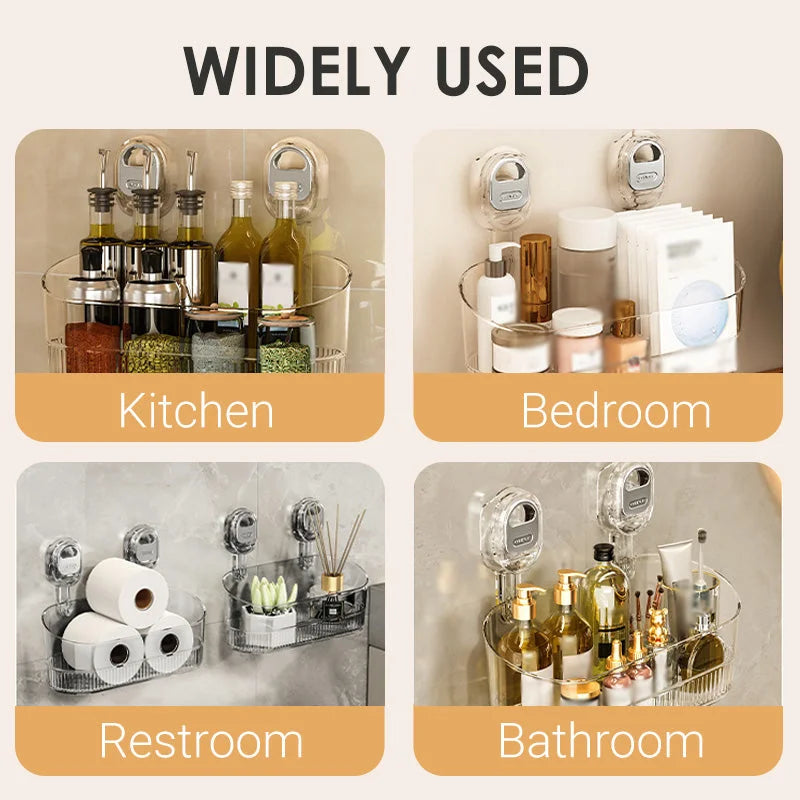 Multifunctional Suction Cup Wall-mounted Storage Rack with Drainage Hole