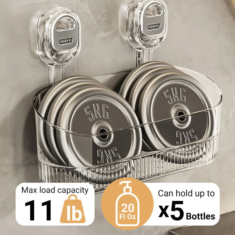 Multifunctional Suction Cup Wall-mounted Storage Rack with Drainage Hole