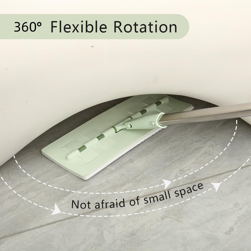 Flat mop with stainless steel handle, including reusable and washable mops