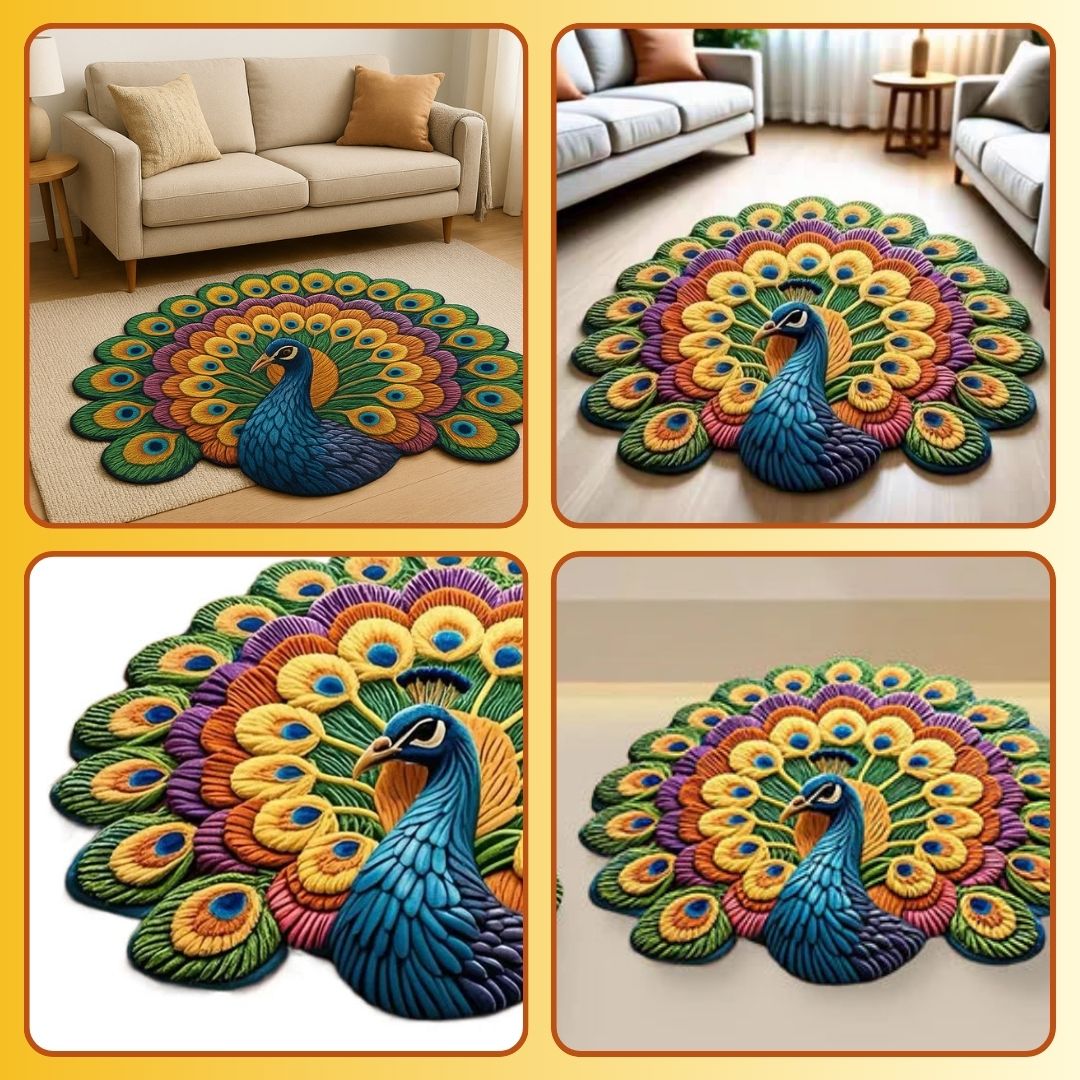🦚 Quick-Dry Non-Slip Peacock Mat
