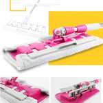 Flat mop with stainless steel handle, including reusable and washable mops