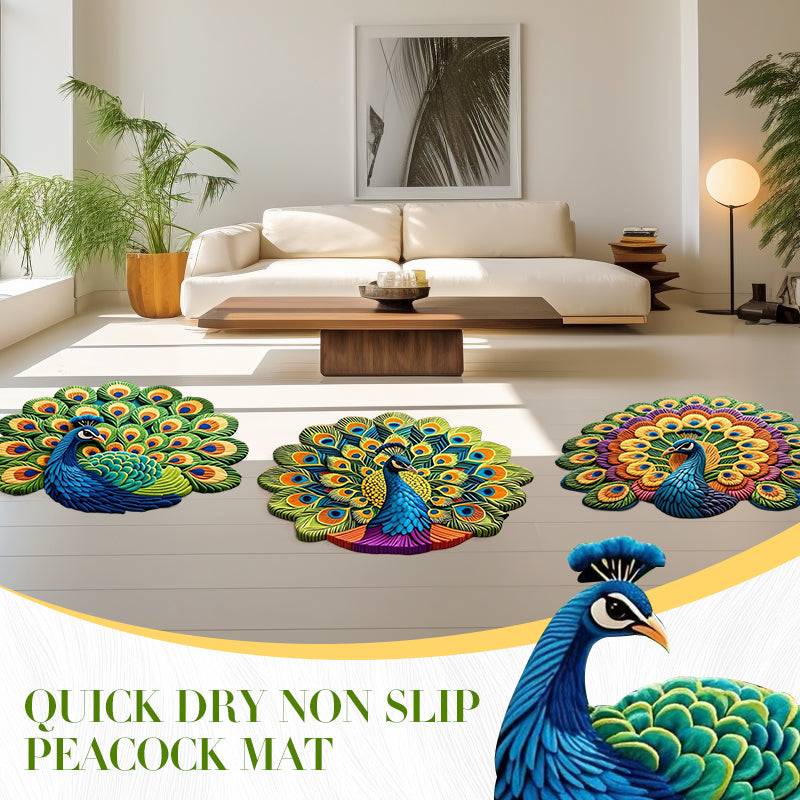 🦚 Quick-Dry Non-Slip Peacock Mat