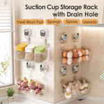 Multifunctional Suction Cup Wall-mounted Storage Rack with Drainage Hole