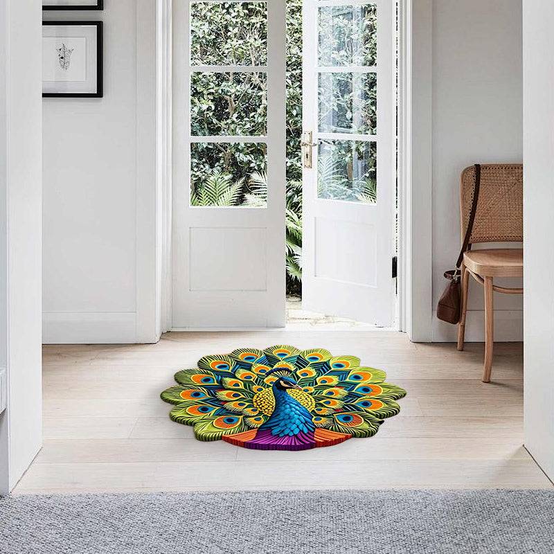 🦚 Quick-Dry Non-Slip Peacock Mat