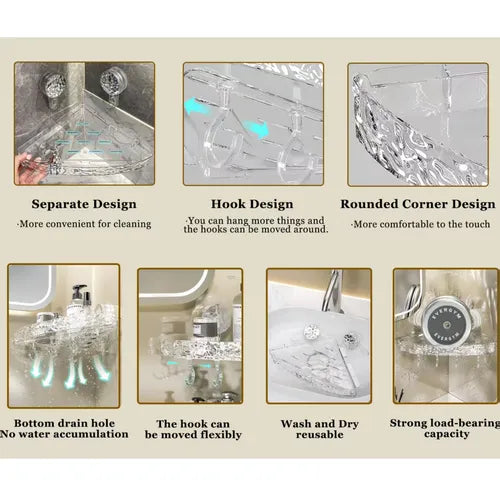 Corner Bathroom Shower Shelf Storage Basket, Wall Mounted Organizer