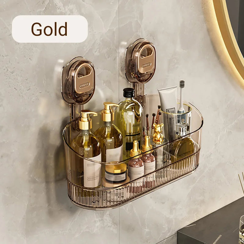 Multifunctional Suction Cup Wall-mounted Storage Rack with Drainage Hole