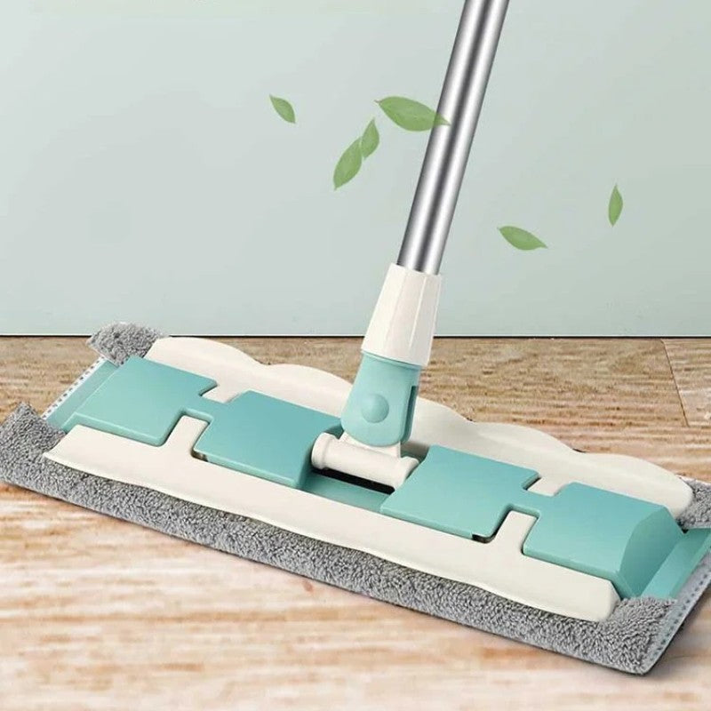 Flat mop with stainless steel handle, including reusable and washable mops