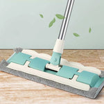 Flat mop with stainless steel handle, including reusable and washable mops
