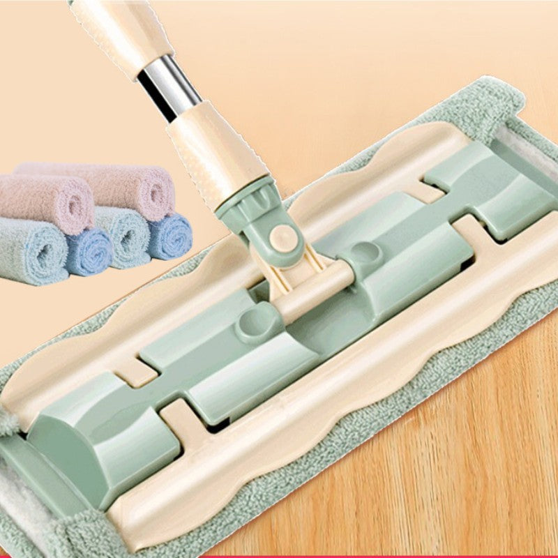 Flat mop with stainless steel handle, including reusable and washable mops