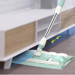Flat mop with stainless steel handle, including reusable and washable mops