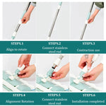 Flat mop with stainless steel handle, including reusable and washable mops