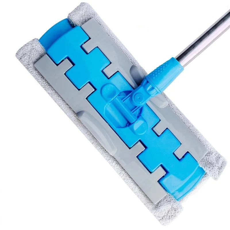 Flat mop with stainless steel handle, including reusable and washable mops